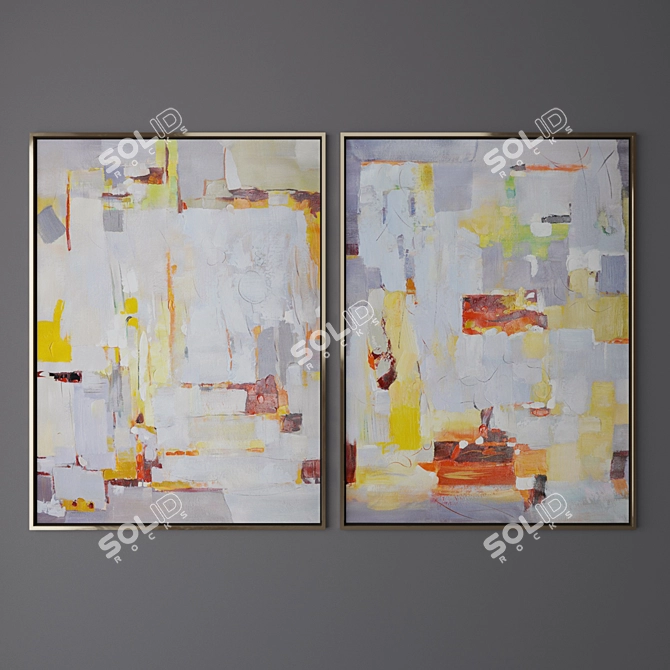 Modern Art Set | 30"x40" | Vertical 3D model image 3