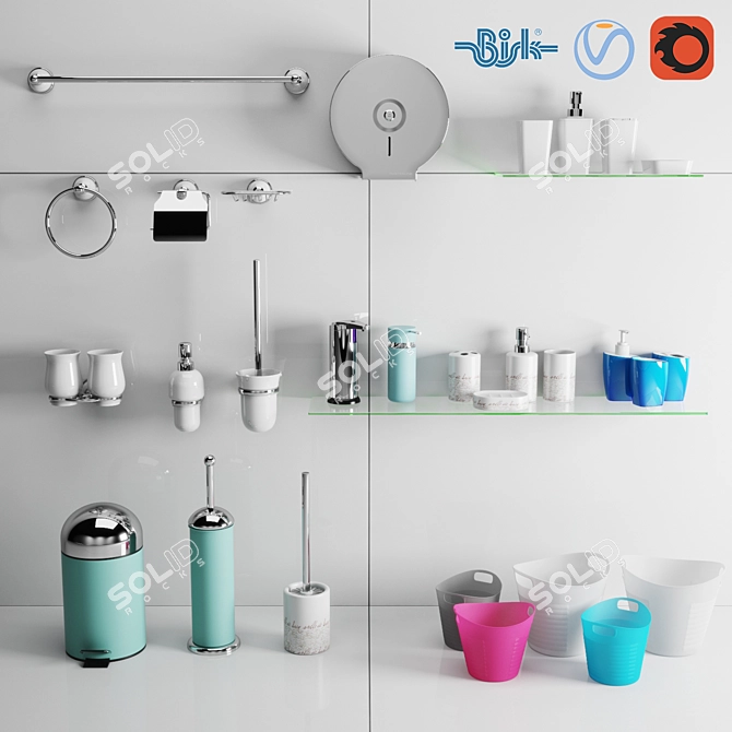 BISK Bathroom Accessory Sets - Stylish, Practical, and Durable! 3D model image 1