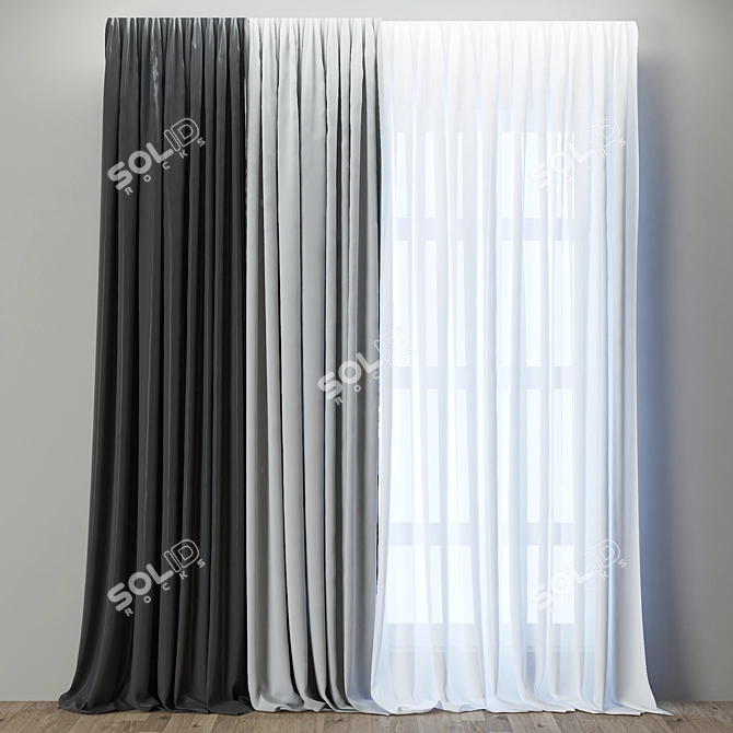 Elegant V-Ray Curtain - 2015 3D model image 1