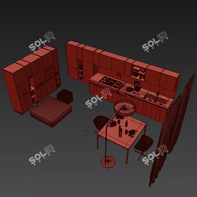 Modern Kitchen Poliform Kyton Varenna 3D model image 3