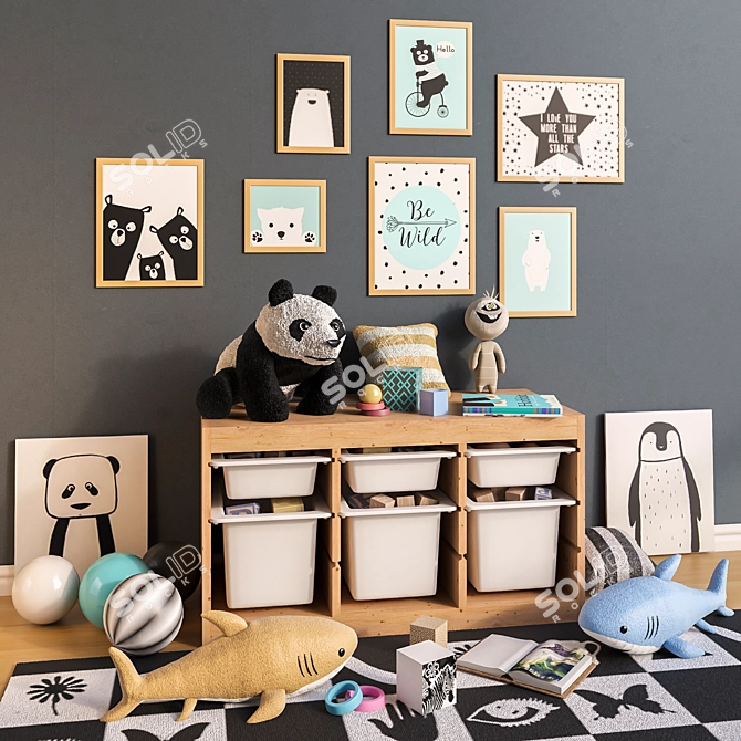 IKEA Children's Room Set: Furniture, Toys & Decor 3D model image 1