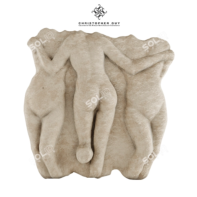 Limestone Three Graces Sculpture 3D model image 1