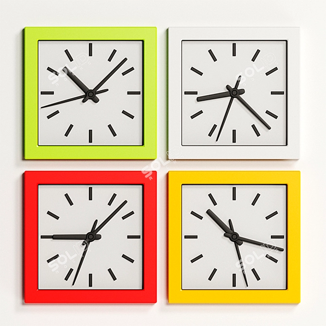 Modern Stylish Clock - 300mm x 300mm 3D model image 1