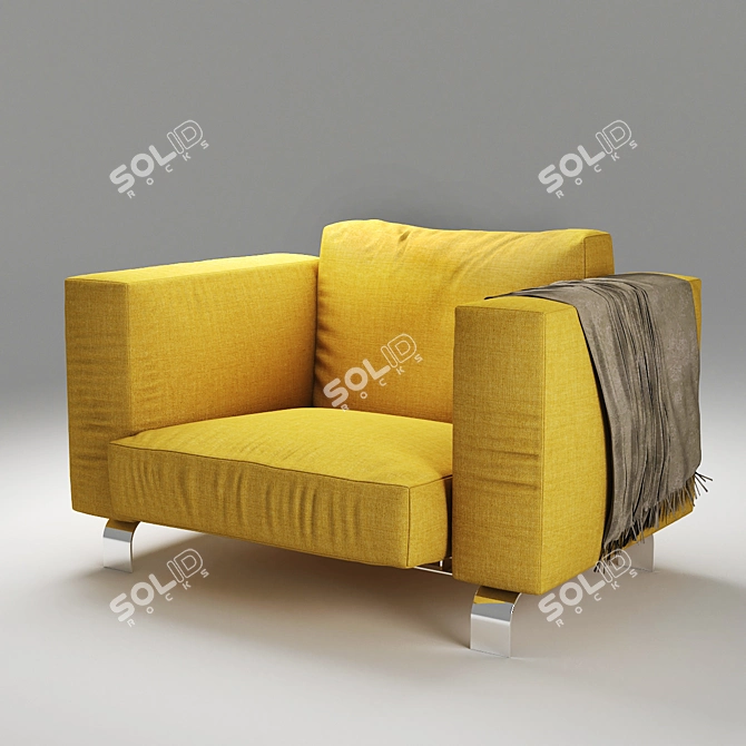 Yellow Fabric: Seat Height 35cm 3D model image 1