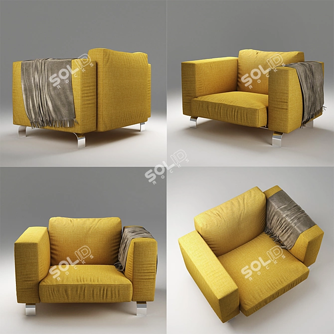 Yellow Fabric: Seat Height 35cm 3D model image 2