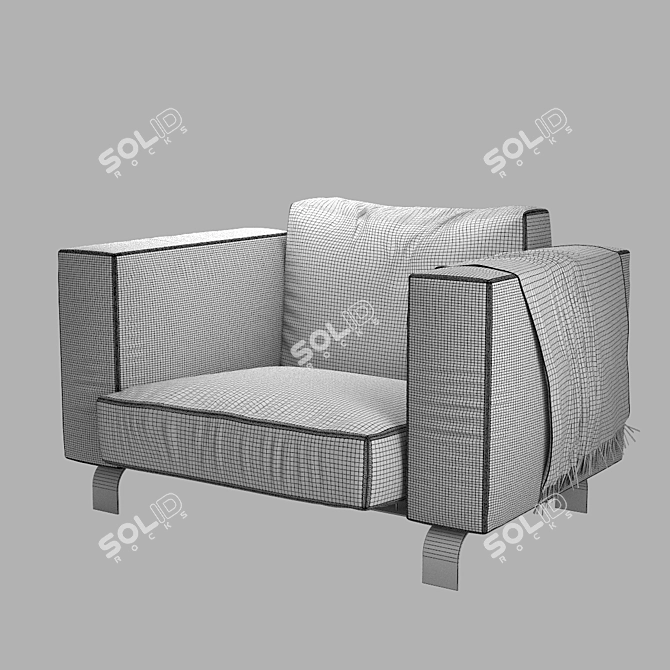 Yellow Fabric: Seat Height 35cm 3D model image 3