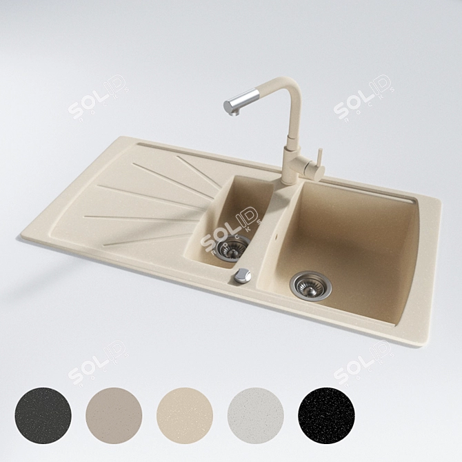 Granite Kitchen Sink: 5 Textures 3D model image 1