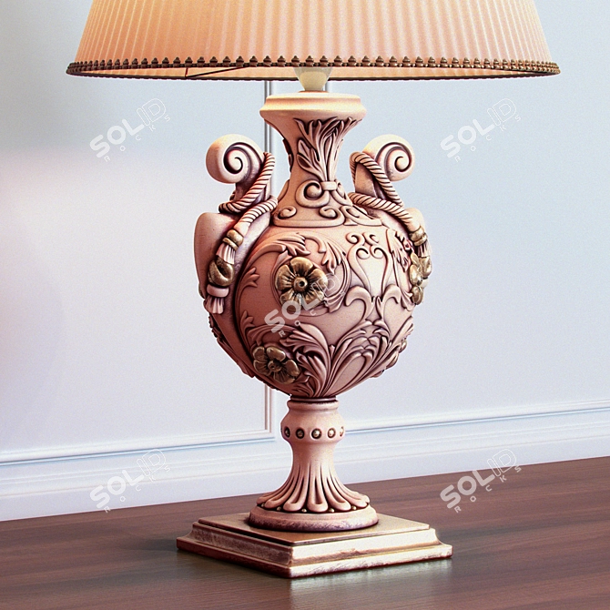 Classical Table Lamp with White Pleated Shade - Francesco Pasi 3D model image 2