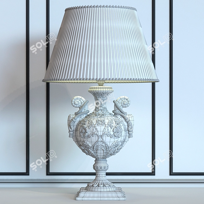 Classical Table Lamp with White Pleated Shade - Francesco Pasi 3D model image 3