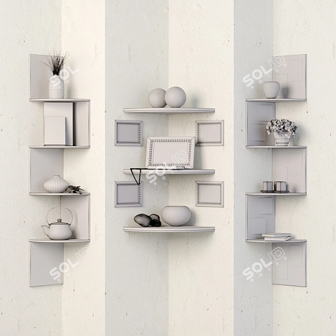 Decorative Corner Shelf Set 3D model image 3