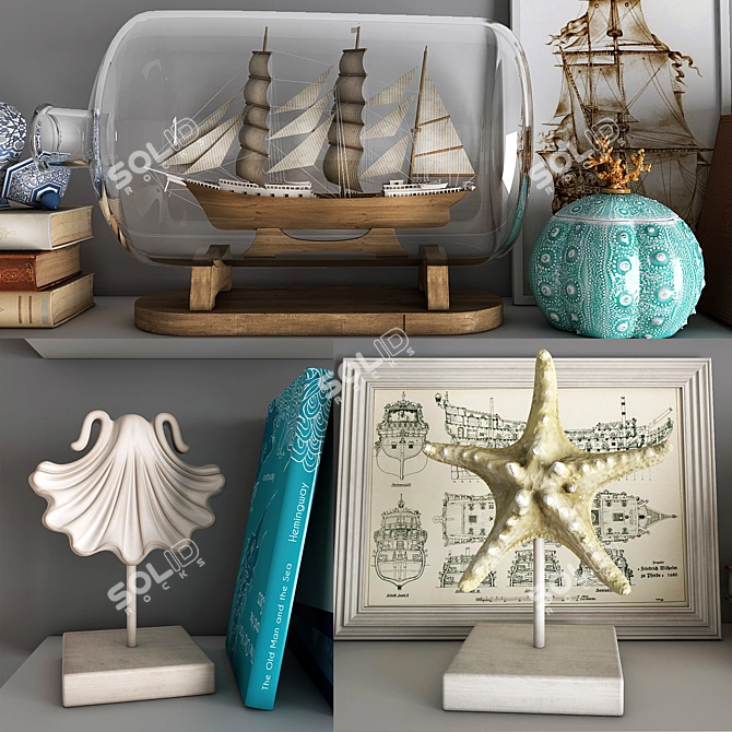 Elegant Textured Decor Set 3D model image 2