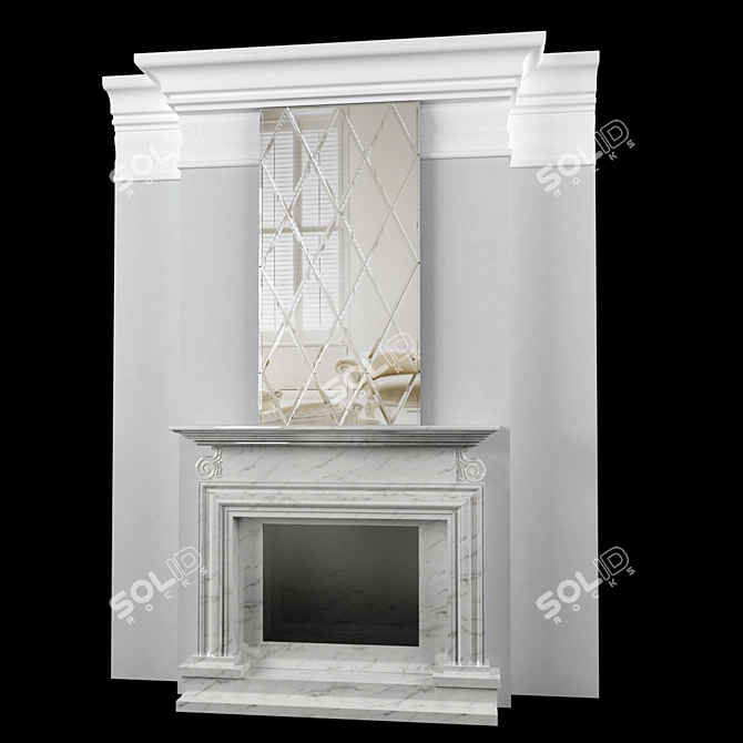 Elegant Marble Fireplace Design 3D model image 1