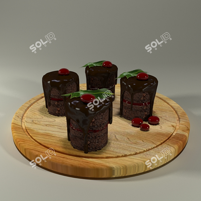 Festive Christmas Cake 3D model image 1