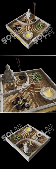 Tranquil Mini Zen Garden 3D model image 2