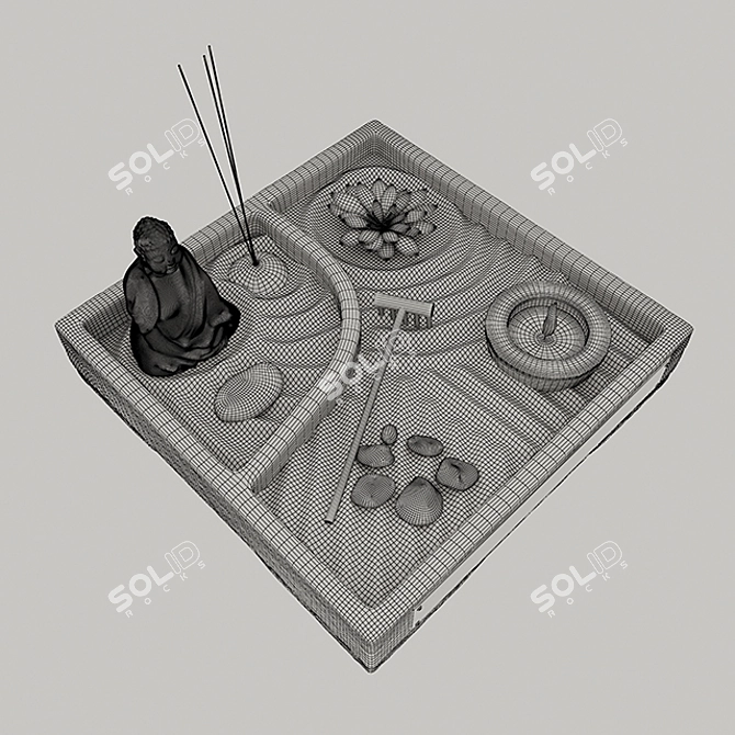 Tranquil Mini Zen Garden 3D model image 3