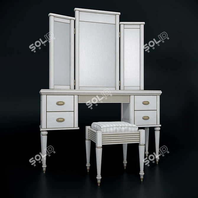 Bourbon Console Table Set 3D model image 1