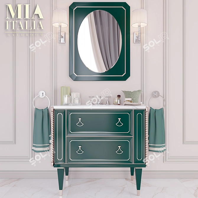Elegant Mia Italia Washbasin Set 3D model image 1