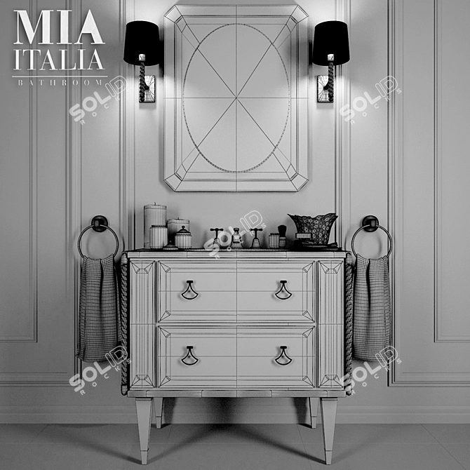Elegant Mia Italia Washbasin Set 3D model image 2