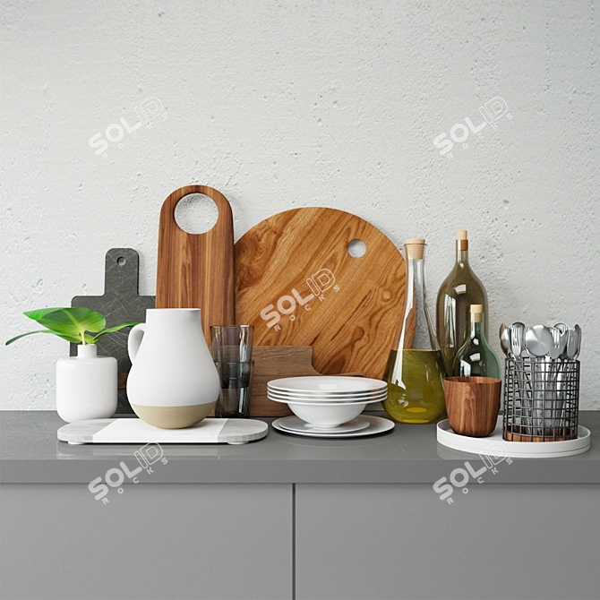 Ceramic Dishes Set 3-Piece 3D model image 1