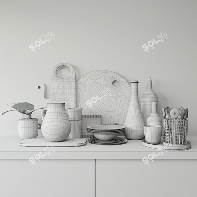 Ceramic Dishes Set 3-Piece 3D model image 2