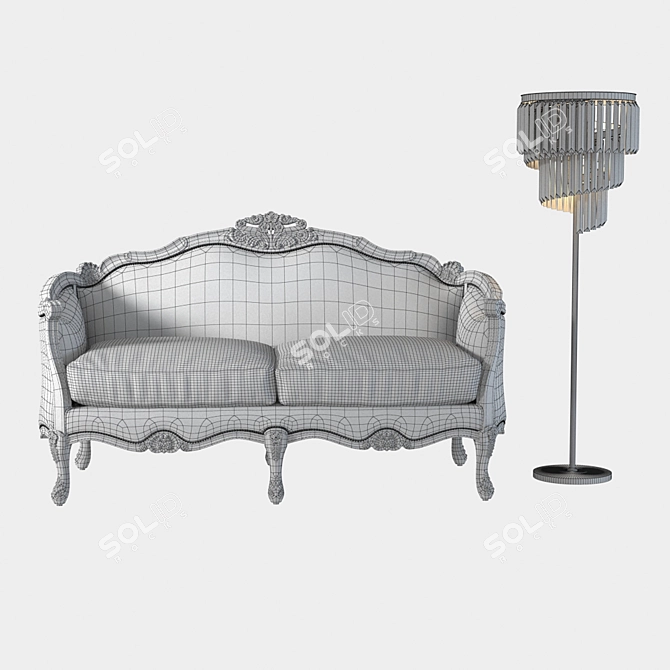 French Chic Luxury Sofa "Angel 3D model image 3