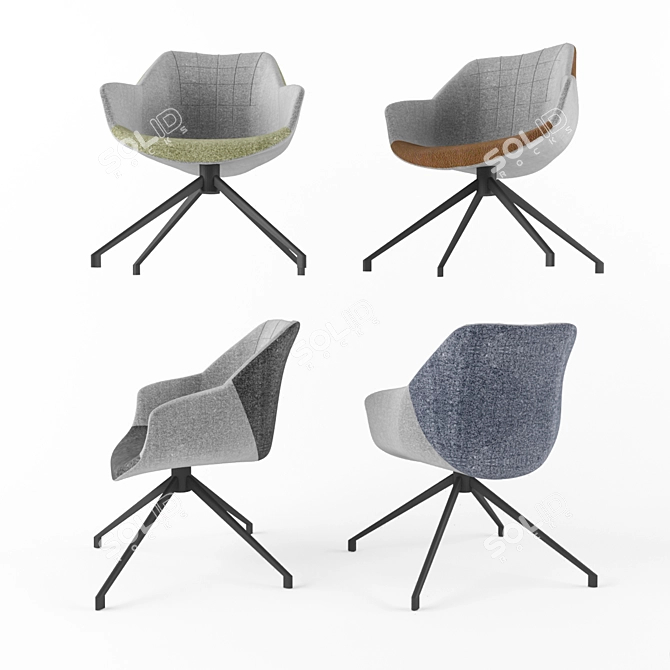 Modern Doulton Armchair: Grey, Green, Blue, Vintage Brown 3D model image 2