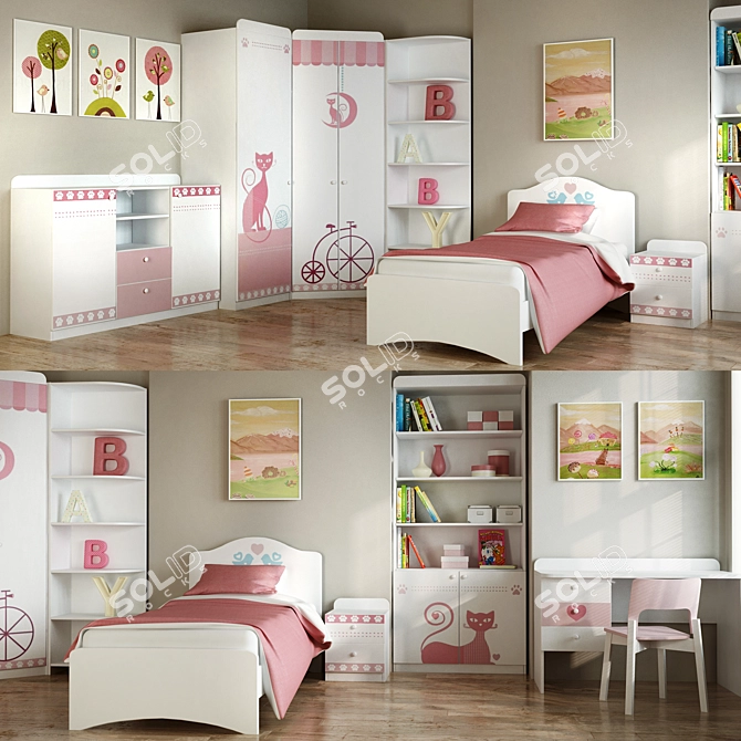 Cats Corner: Adorable Children's Furniture 3D model image 1