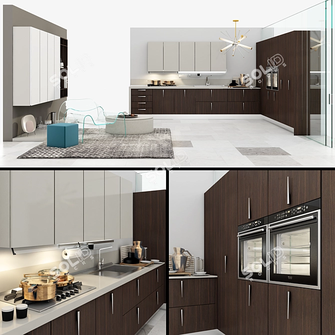 Stylish Kitchen Set 3D model image 1