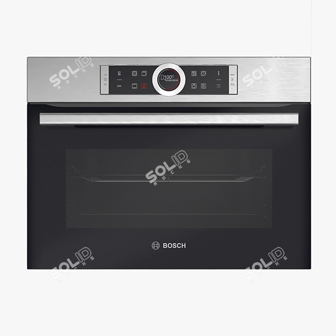 Sleek Brushed Steel Microwave - Serie 8 3D model image 1