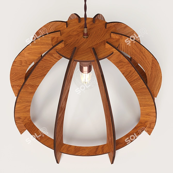 Albero Loft Wooden Chandelier 3D model image 2