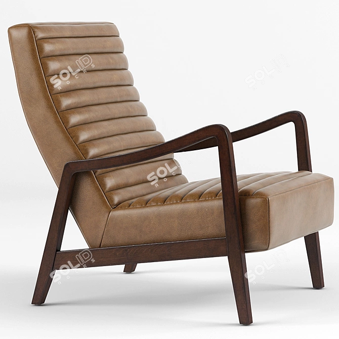 Modern Classic Camel Leather Armchair - Timeless Elegance! 3D model image 1