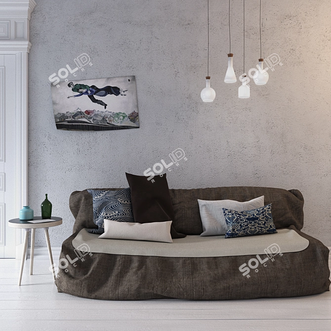 Scandinavian Chic Sofa Set 3D model image 1