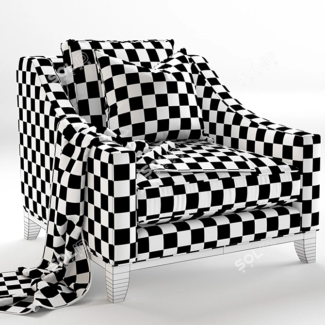 Elegant Baker Designer Lounge Chair 3D model image 3