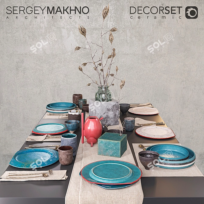 SMA Decor Set - Ceramic Tableware Collection by Sergey Makhno Architects. Elegant Ceramic Décor Set. 3D model image 1