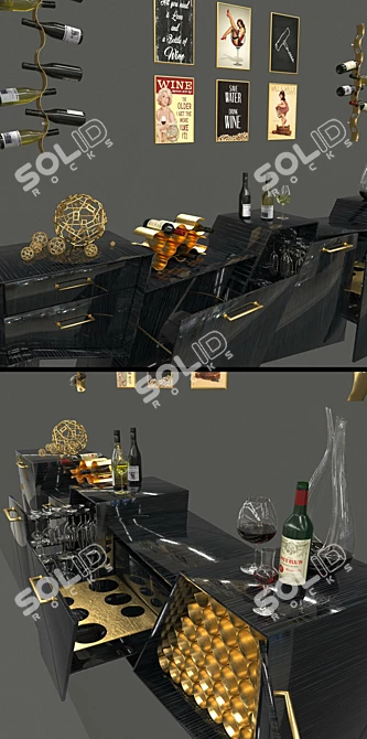 Coast Range Wine Cabinet Set: Stylish Storage Solution 3D model image 2