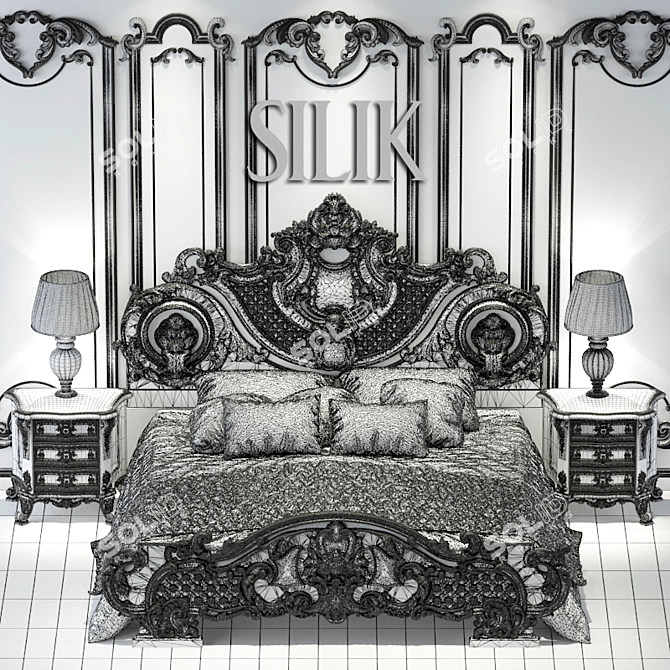Elegant Silik Niobe Bed 3D model image 3