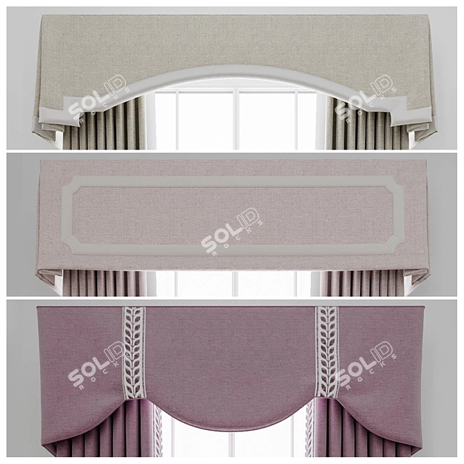 Elegant Lambrequin Curtain Set 3D model image 2