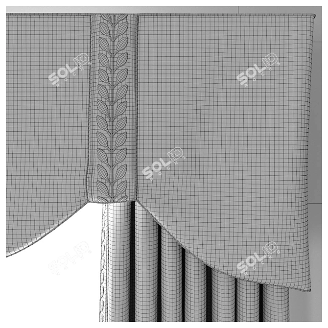 Elegant Lambrequin Curtain Set 3D model image 3