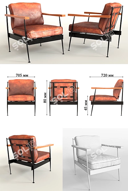 Luxury Brighton Leather Armchair 3D model image 2