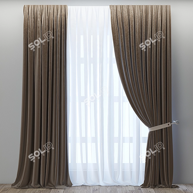 Modern 3D Curtain: Curtain_22 3D model image 1