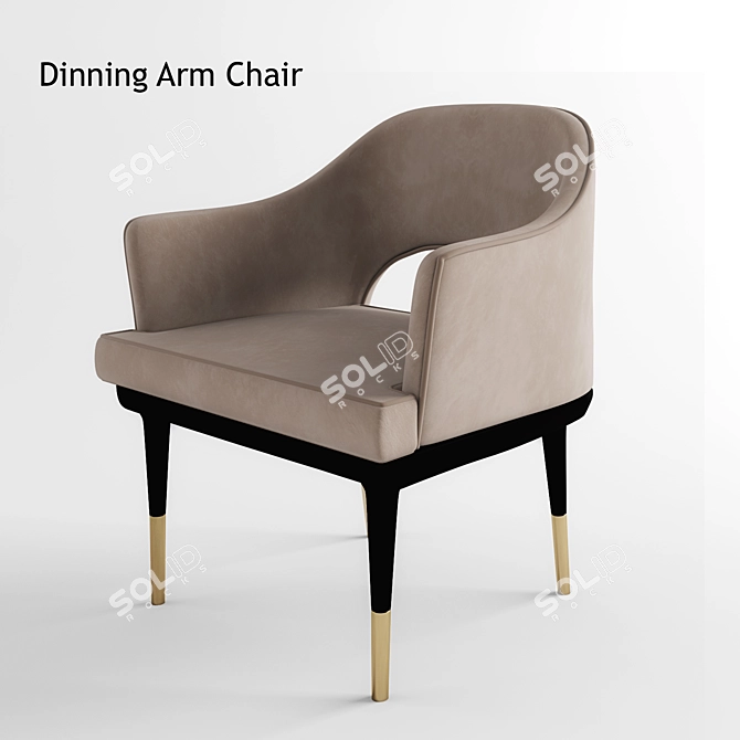 Elegant Ergonomic Dining Armchair 3D model image 1