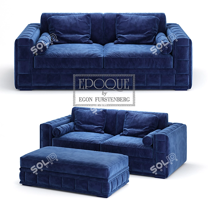 Elegant Epoque Glamor Sofa 3D model image 1