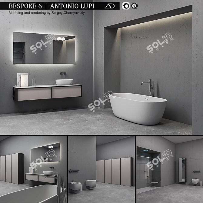 Elegant Bespoke Bathroom Furniture 3D model image 1