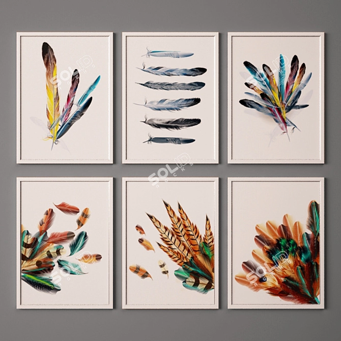 Modern 23-Piece Paintings Collection 3D model image 3