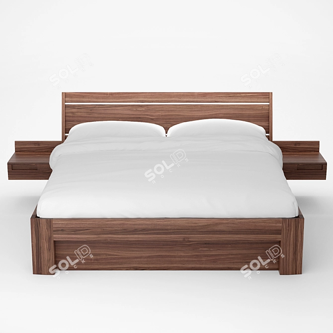 Luxury V12 Walnut Bed 3D model image 1