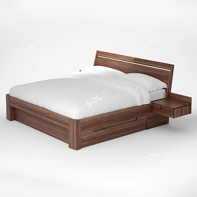 Luxury V12 Walnut Bed 3D model image 2