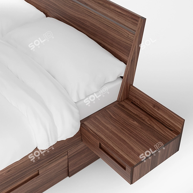 Luxury V12 Walnut Bed 3D model image 3