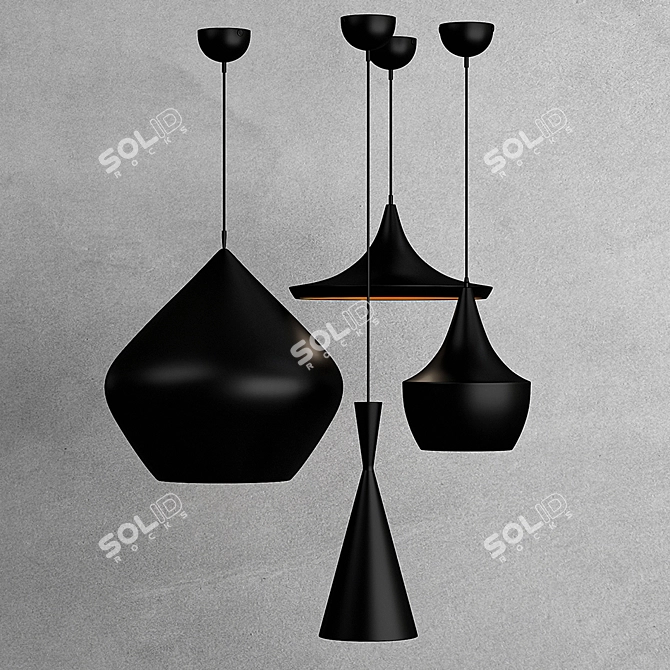 Elegant TOM DIXON Pendant: Black & Copper 3D model image 2