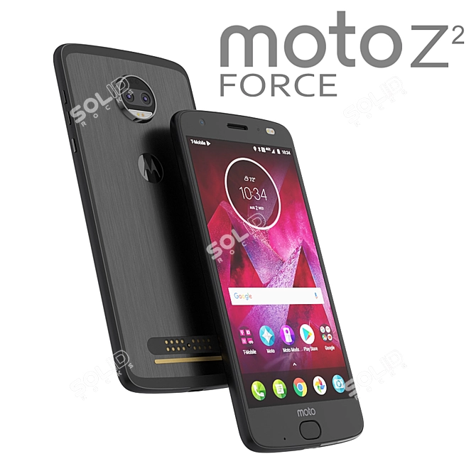 Motorola Moto Z2 Force - Sleek Black 3D model image 1