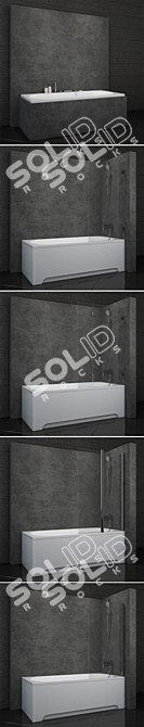 Ravak City Bathtub with 4 Included Curtains 3D model image 2